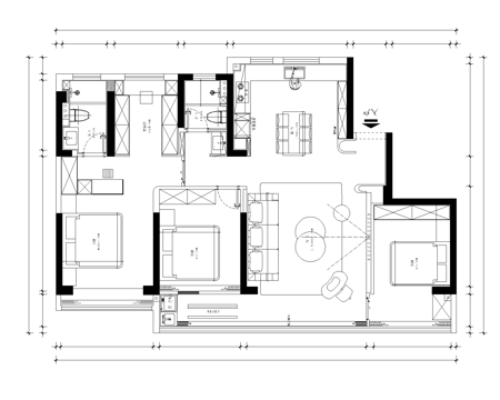  平面户型图cad施工图 