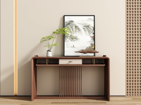  新中式玄关端景台3d模型 