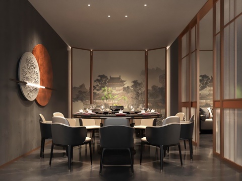  餐厅包厢3d模型 