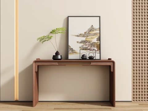  新中式玄关端景台3d模型 