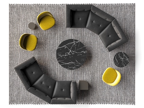  Minotti DYLAN SMALL沙发茶几组合023d模型 