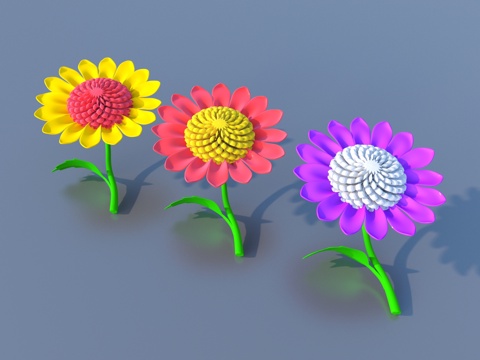  花 卡通花 野花 绿植 花朵3d模型 