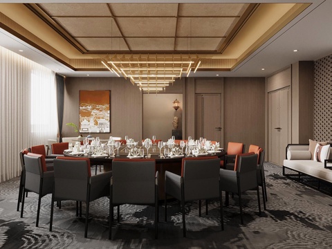  餐厅包厢3d模型 