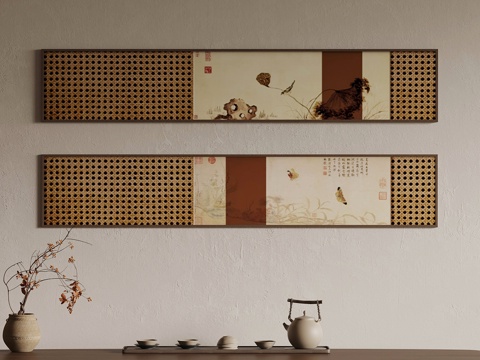  装饰画 中古装饰画su模型 