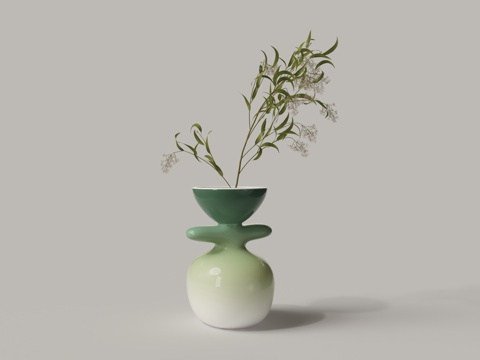  现代渐变陶瓷花瓶花艺3d模型 