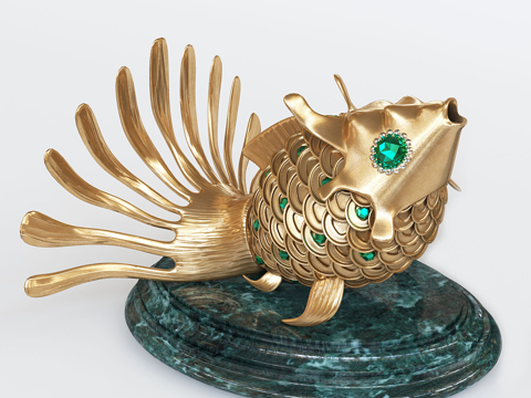  金鱼雕塑摆件 金属雕塑 金属金鱼雕塑3d模型 