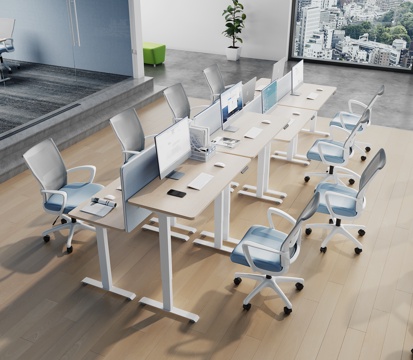  办公区域电动升降桌工位3d模型 