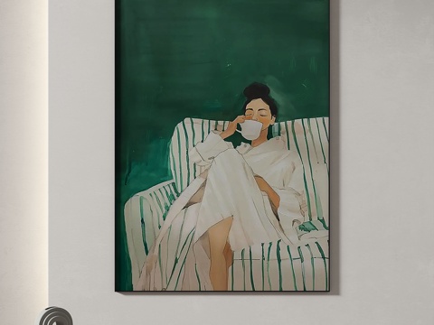  现代，简约，抽象，轻奢，装饰画3d模型 