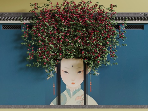  中式藤蔓3d模型 