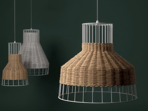  藤编吊灯 餐厅吊灯 编织吊灯3d模型 