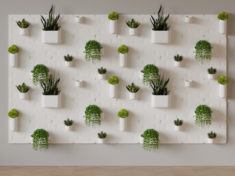  绿植墙 吊篮 绿植盆栽su模型 