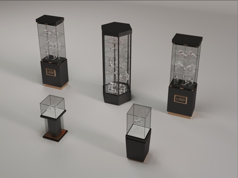  展示台 展柜 高柜 造型柜 玻璃展柜 中岛柜su模型 