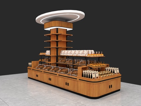  面包柜 面包架 面包店 面包 糕点 货架展柜3d模型 