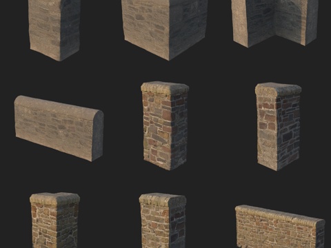  建筑构件石墙3d模型 