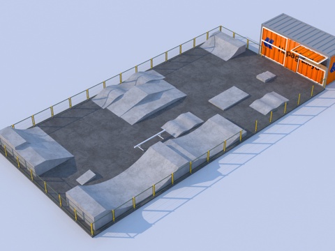  现代滑板场3d模型 