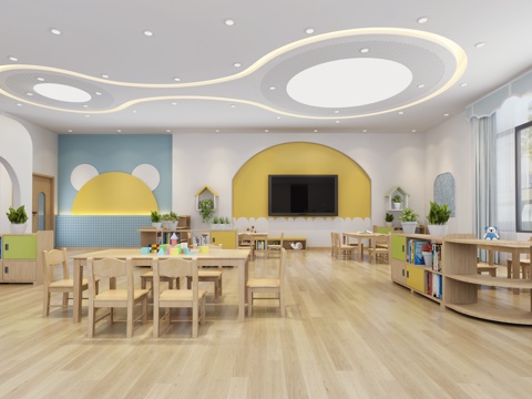  幼儿园活动教室 班级教室3d模型 
