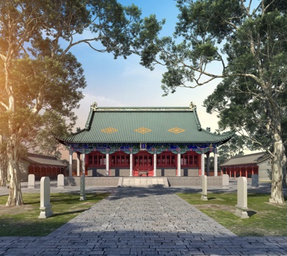  中式古建筑  孔庙  大成殿3d模型 