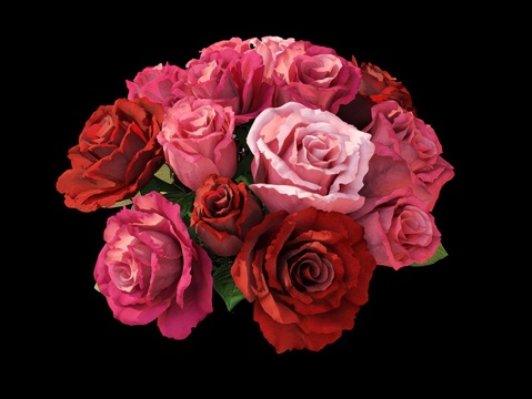  月季花 插花 花艺摆件3d模型 