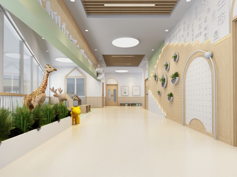  幼儿园走廊区角 过道区角3d模型 