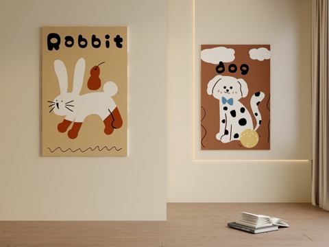  现代儿童房挂画3d模型 