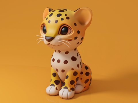  豹子猎豹 卡通动物 动漫风格 手办摆件 动物雕塑 手办摆件3d模型 