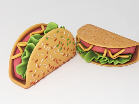  三明治 食物食品 卡通食物 动漫风格 手办摆件 道具装饰 美3d模型 