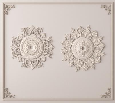  石膏灯盘 雕花灯盘3d模型 