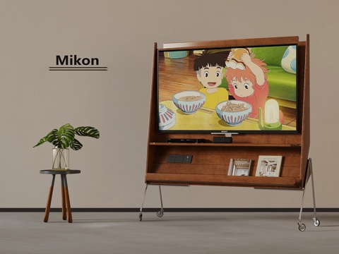  电视 中古风电视支架 移动电视3d模型 