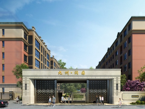 现代小区大门  多层住宅  门卫3d模型 