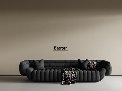  中古侘寂多人沙发 多人沙发 baxter直排沙发 客厅沙发3d模型 