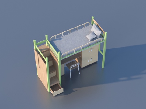  上下床 学生床 家具3d模型 
