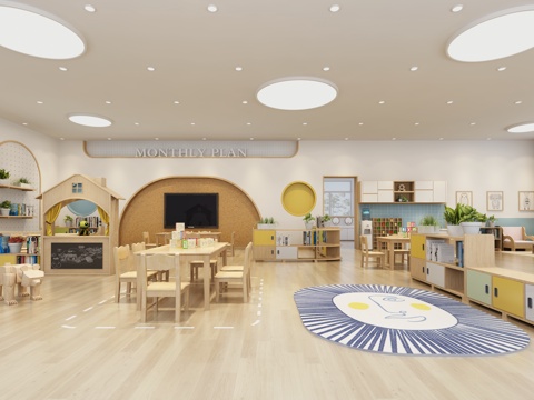  幼儿园活动教室 班级教室3d模型 
