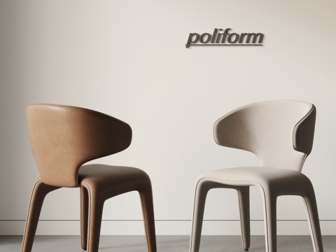  POLIFORM 现代餐椅组合 皮革餐椅 布艺餐椅 休闲椅su模型 