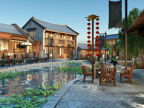  古建 中式建筑 小镇3d模型 