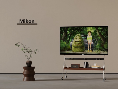  现代中古风支架电视 摆件3d模型 