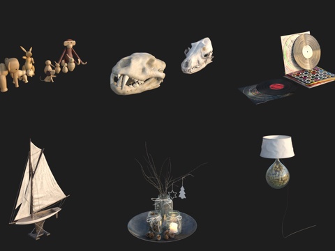  书桌摆件装饰品台灯玩偶3d模型 
