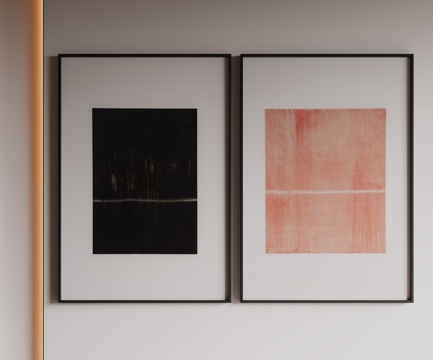  现代极简装饰画 侘寂中古风挂画 奶油风装饰画 意式挂画 黑白su模型 