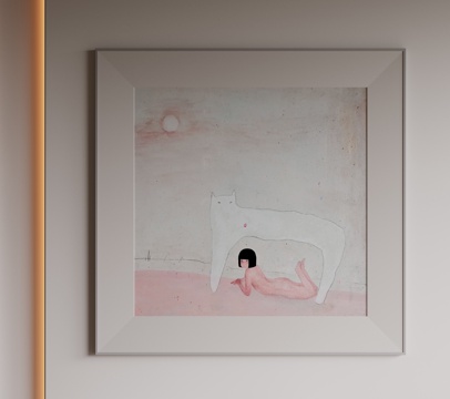 现代极简装饰画 侘寂中古风挂画 奶油风装饰画 意式挂画 黑白su模型 