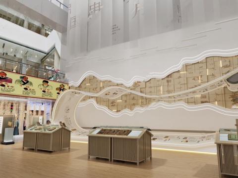  现代艺术展厅  中医文化展厅su模型 