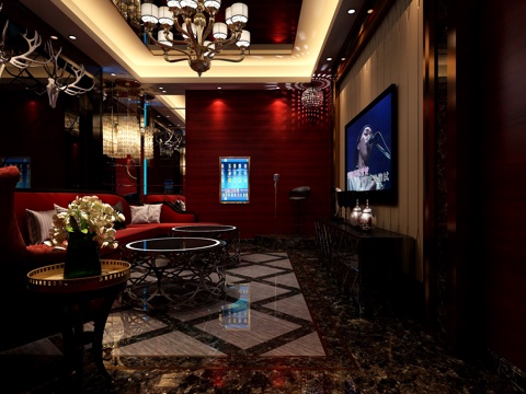  简欧包间 KTV 简欧 会所3d模型 