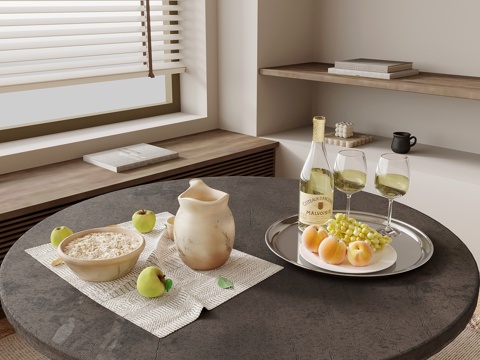  食物 现代食物 托盘 酒水3d模型 