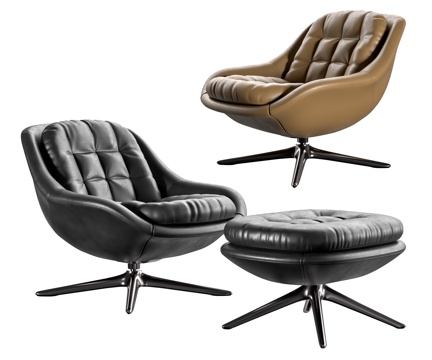  Minotti Kendall沙发椅 皮革沙发椅 脚踏3d模型 