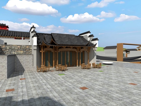  古建 小镇 商业街 中式建筑3d模型 