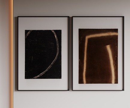  现代极简装饰画 侘寂中古风挂画 奶油风装饰画 意式挂画 黑白su模型 