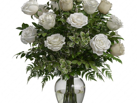  现代花瓶花艺3d模型 
