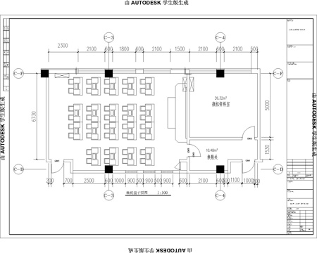  学校教室微机室cad施工图 