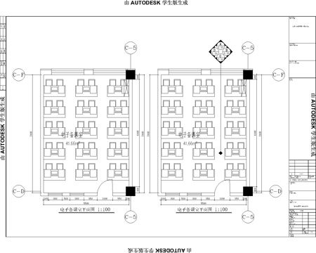  学校教室电子备课室cad施工图 