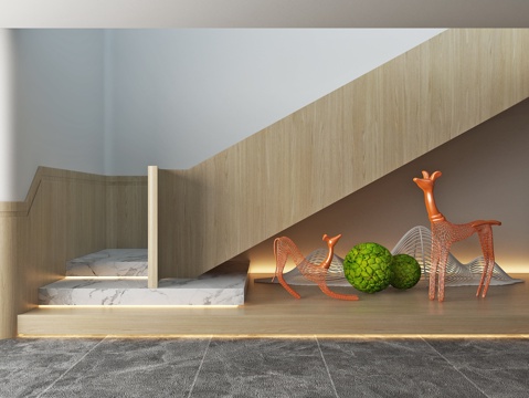  楼梯间美陈 扶手 装置雕塑 造景3d模型 