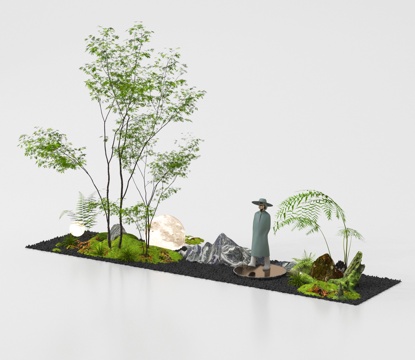  植物造景 庭院景观 景观小品3d模型 
