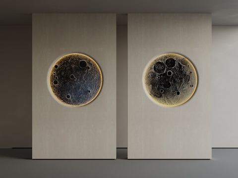  现代月球灯 玄关隔断墙3d模型 